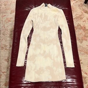 Cotton Citizen Beige Tie-Dye Long Sleeve Dress